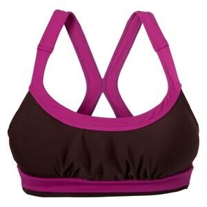 Prana Tamarac Colorblock Brown & Hot Pink Fuchsia Swimsuit Top Size Medium